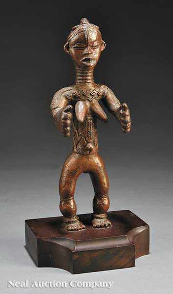 Appraisal: A Benin Bronze Female Figure cast standing with her arms