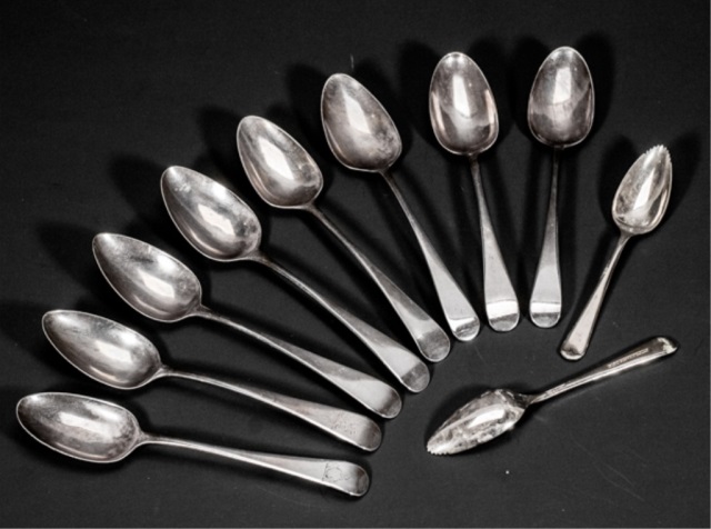 Appraisal: Eight Sterling Spoons Two Silverplate Eight sterling spoons various makers