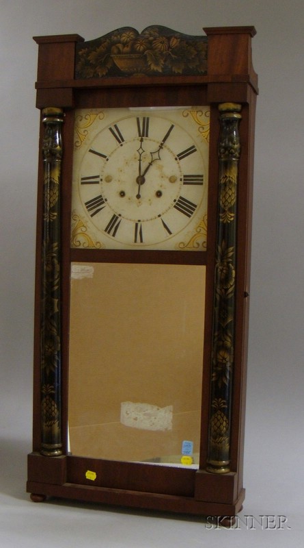 Appraisal: Stenciled Column and Splat Shelf Clock by Jerome and Darrow