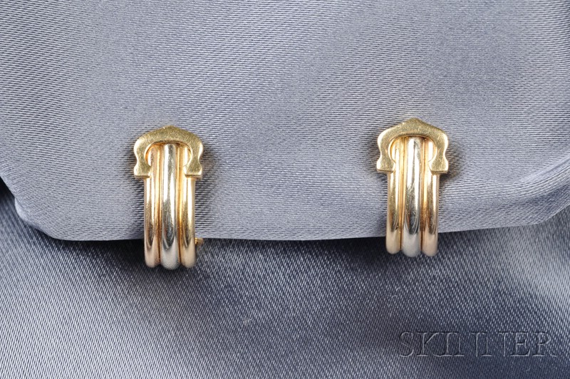 Appraisal: kt Tricolor Gold Earclips Cartier France each designed as a