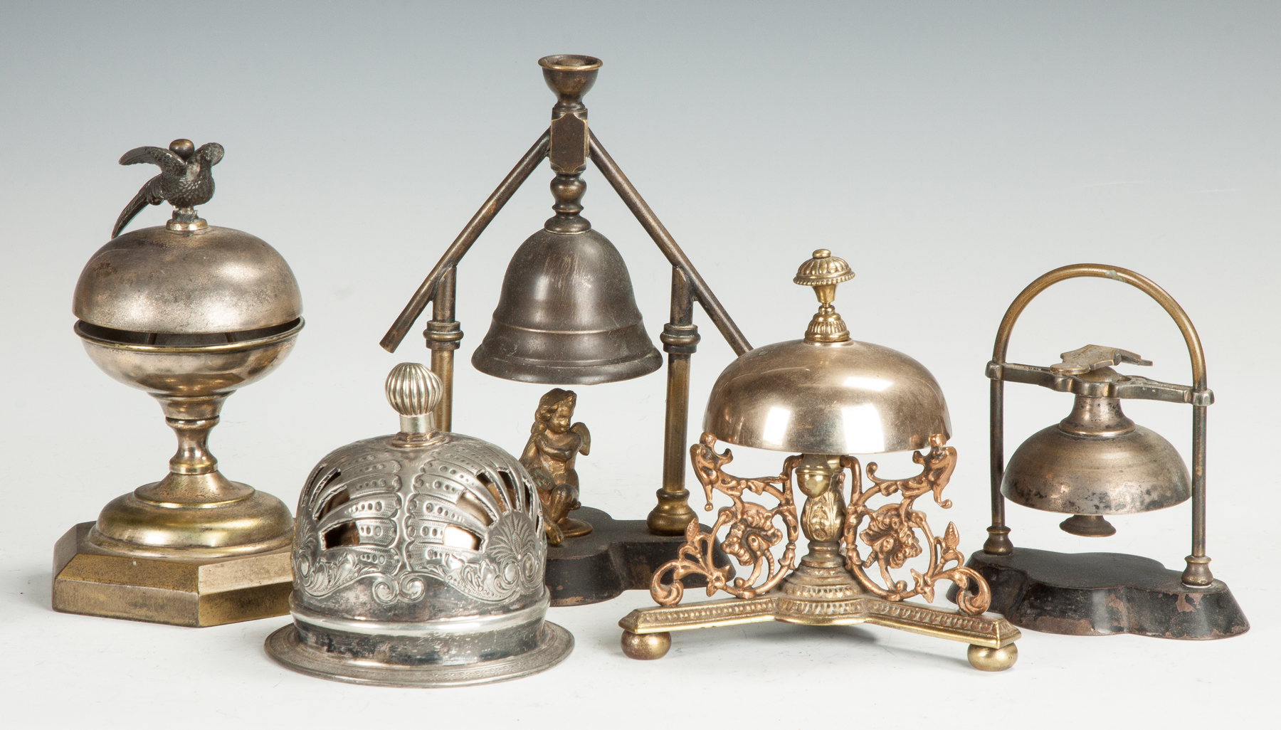 Appraisal: Five Victorian Brass Silver Bells