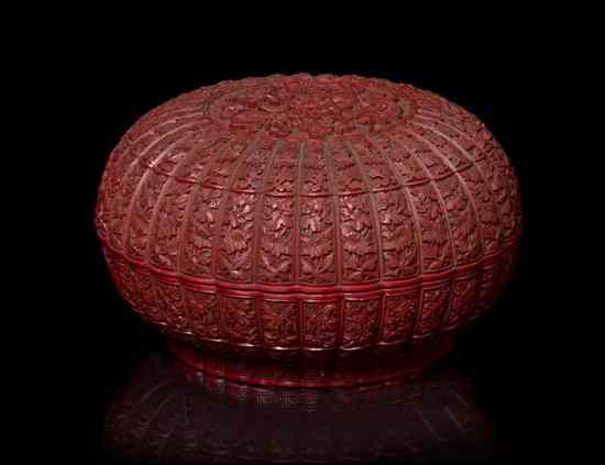 Appraisal: A Finely Carved Cinnabar Lacquer 'Chrysanthemum' Box and Cover th