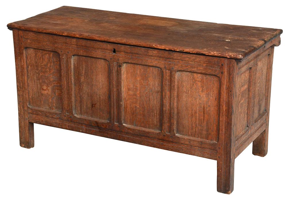 Appraisal: Rare American Pilgrim Century Oak Lift Top Chest Massachusetts late