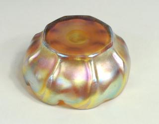 Appraisal: Tiffany Favrile Glass Ribbed Bowl Tiffany Favrile glass ribbed bowl