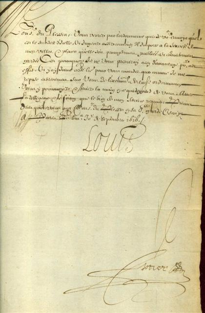 Appraisal: piece Letter Signed Louis XIII King of France - Folio