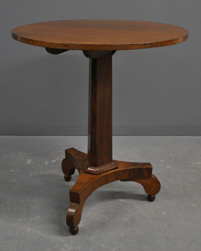 Appraisal: - Empire mahogany candlestand with scrolled legs h top dia