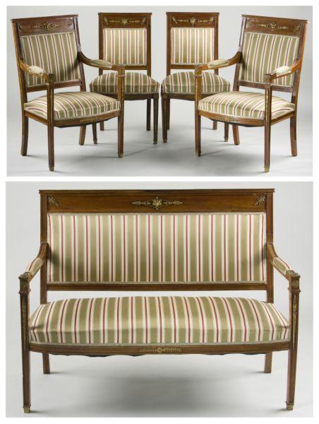 Appraisal: Five Piece Louis XVI Style Parlor Suite late th century