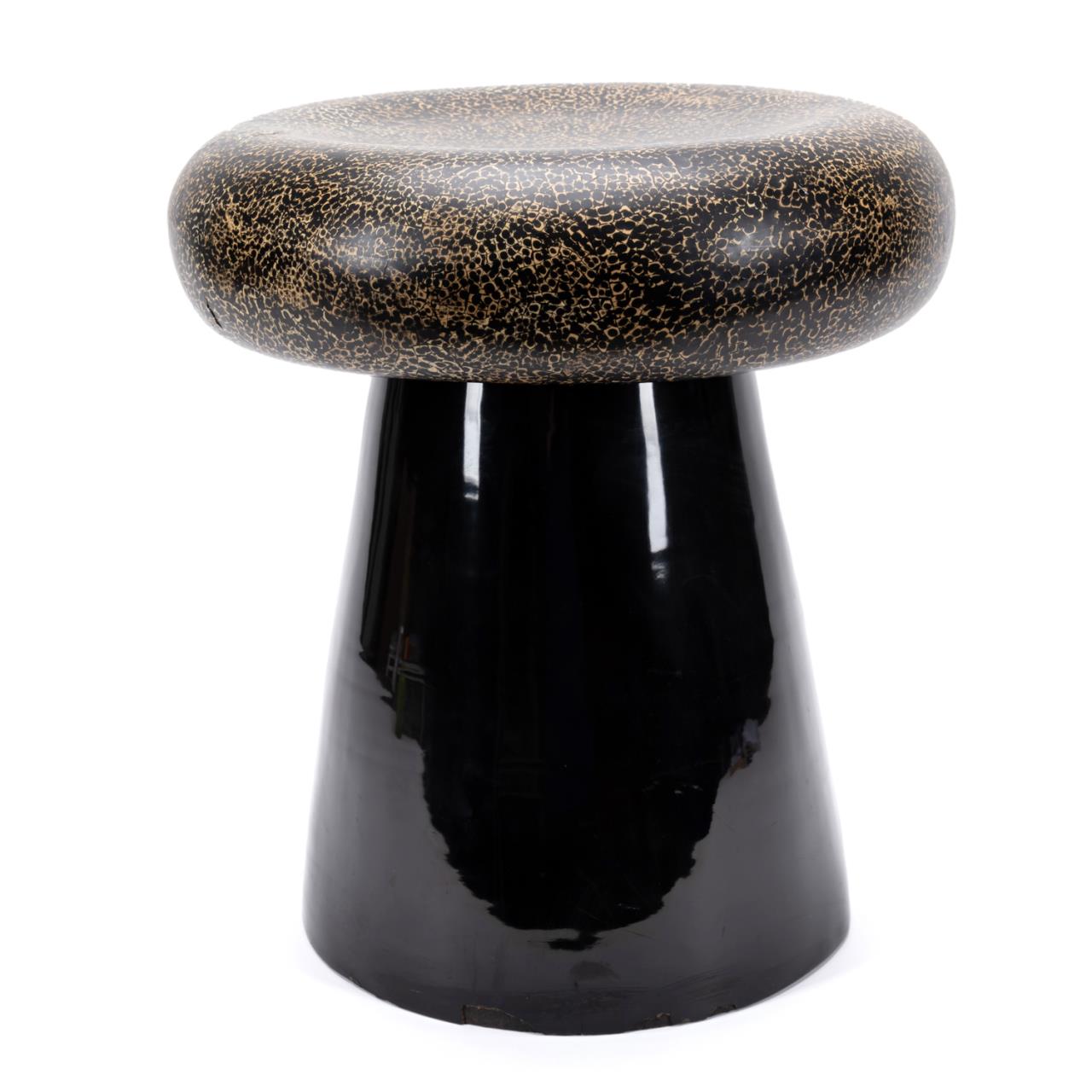 Appraisal: MID-CENTURY MODERN BLACK LACQUERED MUSHROOM STOOL Mid-Century Modern style mushroom