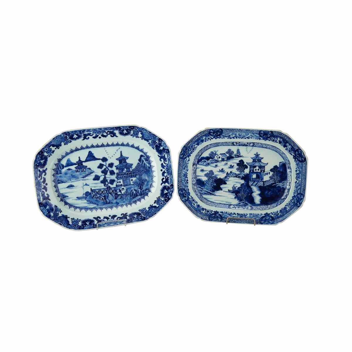 Appraisal: Two Blue and White Export Nanking T Platters th th