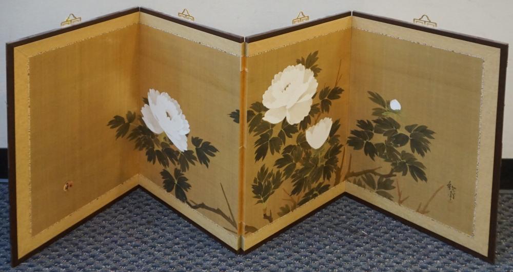 Appraisal: Japanese Silk Four Fold Table Screen x in x cm