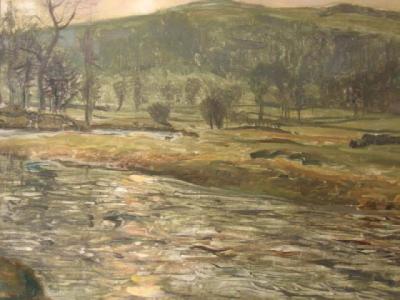 Appraisal: REGINALD BRUNDRIT Winter in Wharfedale signed x gilt frame