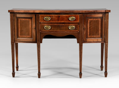 Appraisal: Hepplewhite style inlaid sideboard mahogany two dovetailed drawers with oak