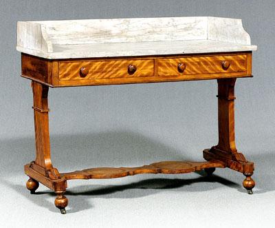 Appraisal: Classical marble-top table birch with pine secondary dovetailed construction with