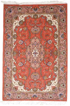 Appraisal: SILK AND WOOL PERSIAN TABRIZ RUG Silk and wool Persian