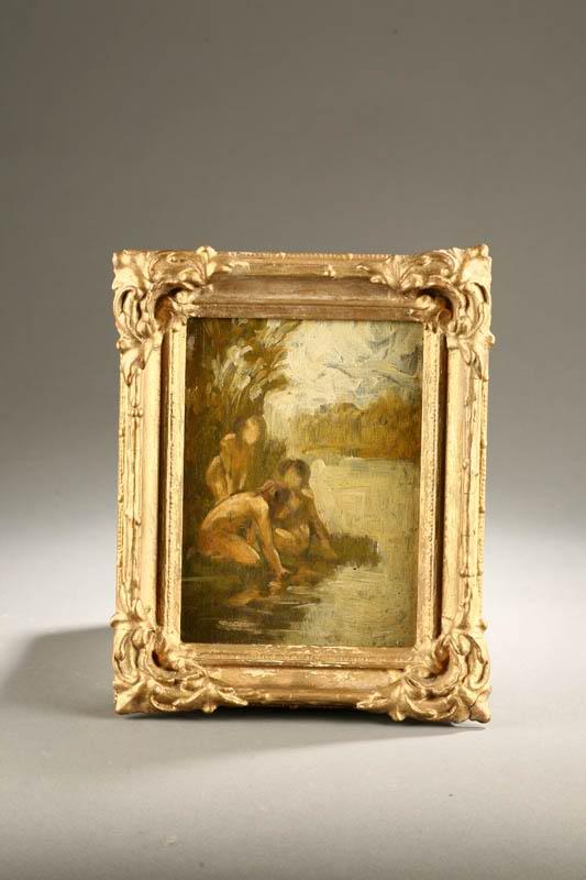 Appraisal: PAINTING OF BATHERS AMERICAN ST QUARTER- TH CENTURY Oil on