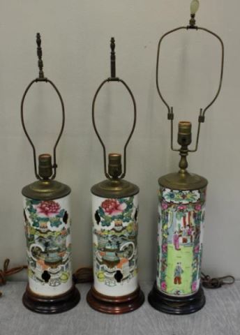 Appraisal: Lot of Vintage Chinese Porcelain Lamps A pair high and