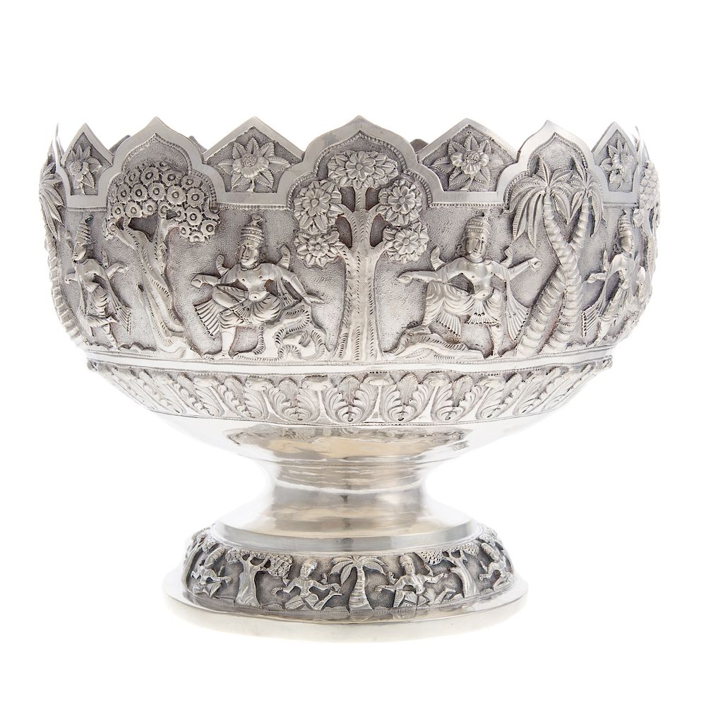 Appraisal: Beautiful Southeast Asian Repousse Silver Bowl Unmarked probably Thai Burmese