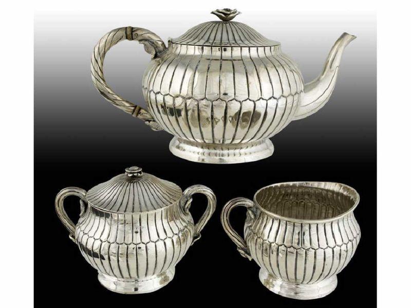 Appraisal: Sanborns Sterling Silver -Piece Tea Set Description Ornamented with floral