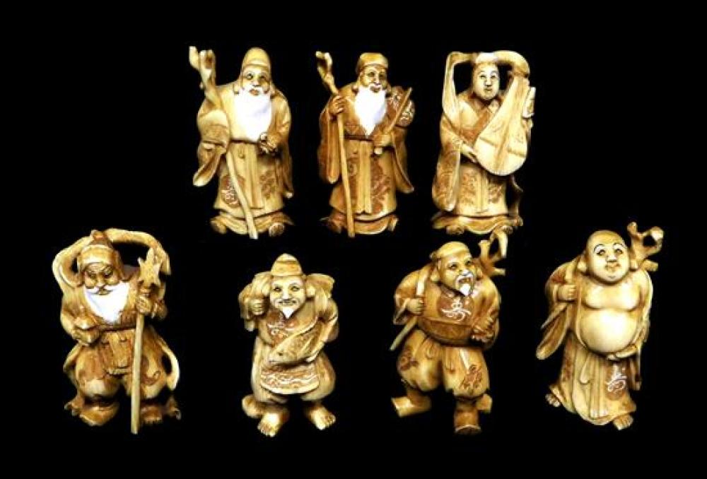 Appraisal: ASIAN Set of seven lucky gods immortals Japanese th C