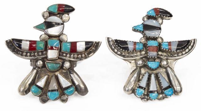 Appraisal: lot of Native American Zuni silver content unknown thunderbird rings