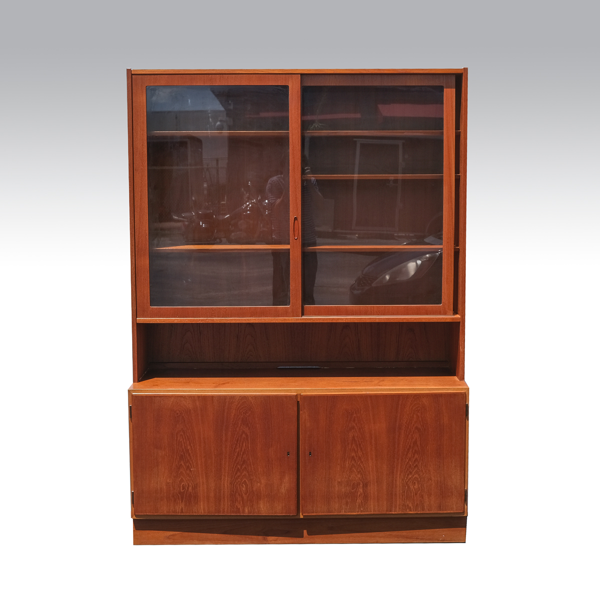 Appraisal: DANISH CARLO JENSEN TEAK CHINA HUTCH Mid-century modern hutch having