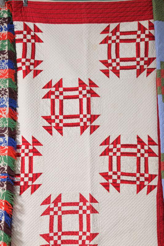 Appraisal: QUILT Red white and black in Patchwork Fantasy pattern x