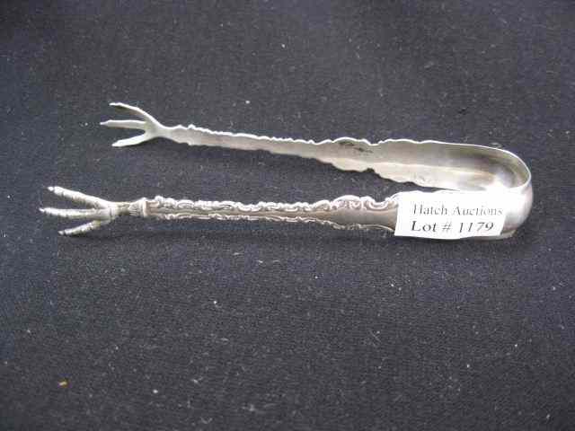 Appraisal: Whiting ''Louis XV'' Sterling Silver Tongs fancy paw ends excellent