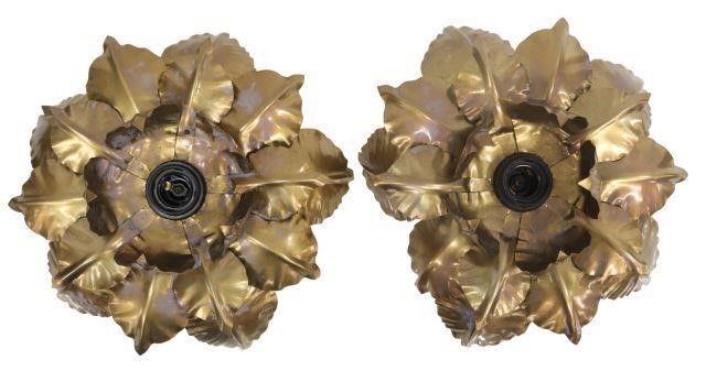 Appraisal: pair Italian gilt metal ceiling lights th c each modeled