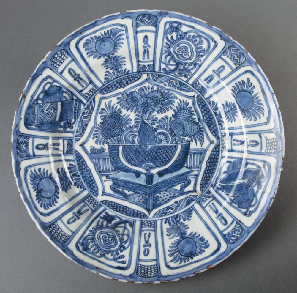 Appraisal: Chinese Export Blue and White Kraak Porcelain Dish Wanli Period