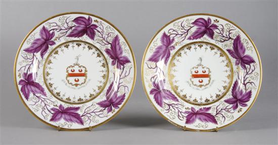 Appraisal: A Pair of Worcester Barr Flight and Barr Armorial Plates