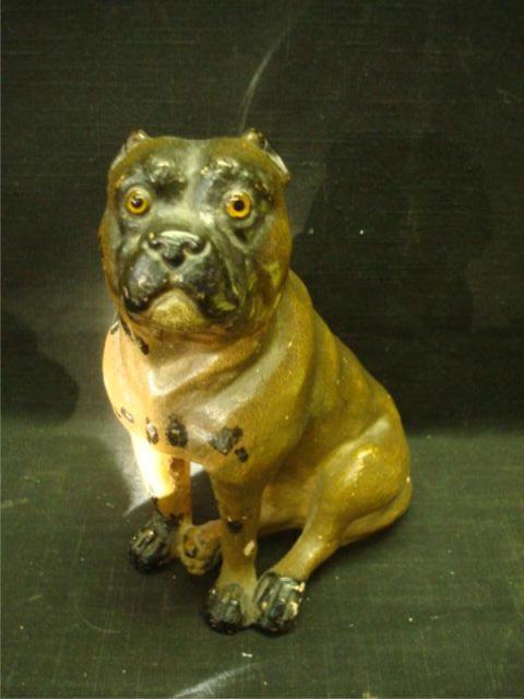 Appraisal: Terracotta Dog with Glass Eyes Some paint losses From a