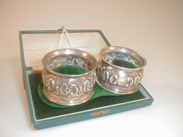 Appraisal: A pair of Edward VII silver napkin rings repousse with