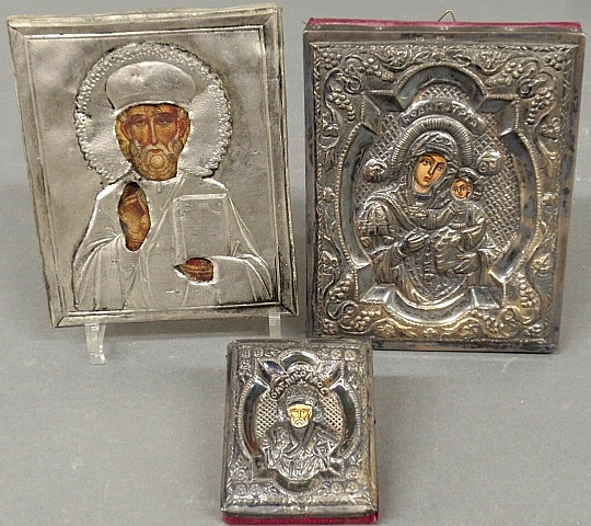 Appraisal: - Three Russian icons th c largest x -