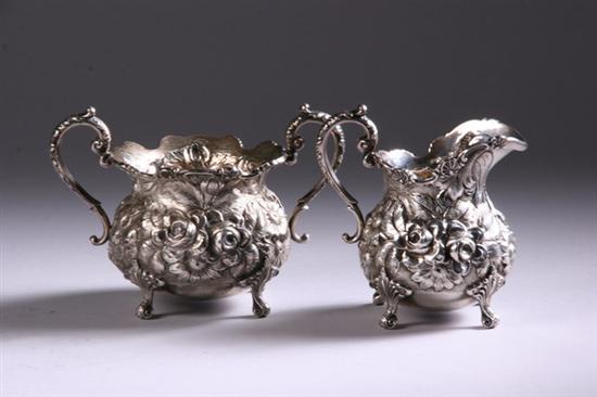 Appraisal: STIEFF STERLING SILVER FLORAL REPOUSS CREAMER AND SUGAR Circa -