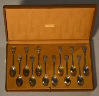 Appraisal: Tiffany Co Sterling Espresso Spoons Boxed Tiffany Co sterling zodiac