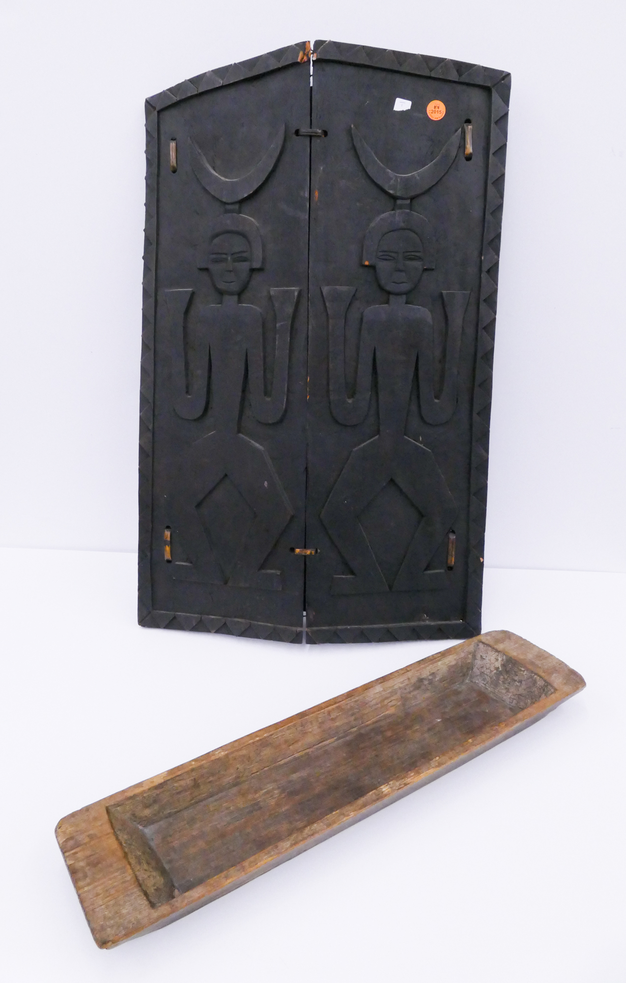 Appraisal: pc African Carved Shield Tray- shield '' tray- ''