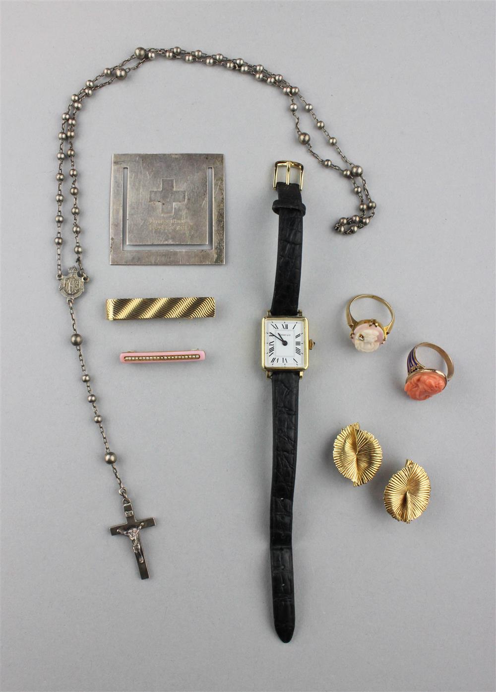 Appraisal: TIFFANY K GOLD WATCH AND OTHER TIFFANY PIECES including a