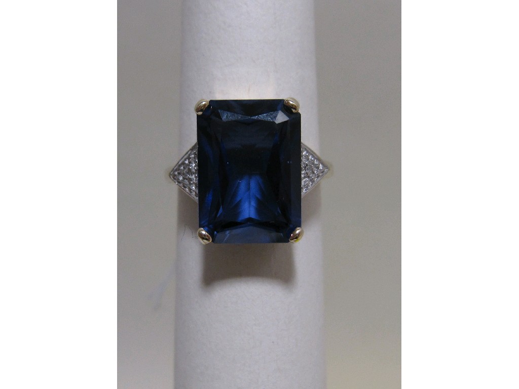 Appraisal: Nine carat gold cushion cut alexandrite single stone ring with