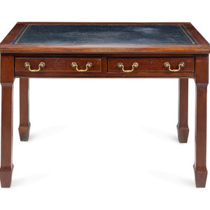 Appraisal: An Edwardian Mahogany Desk Early th Century having a leather-inset