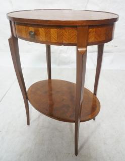 Appraisal: French Style Parquetry Oval Side Table Single sm French Style