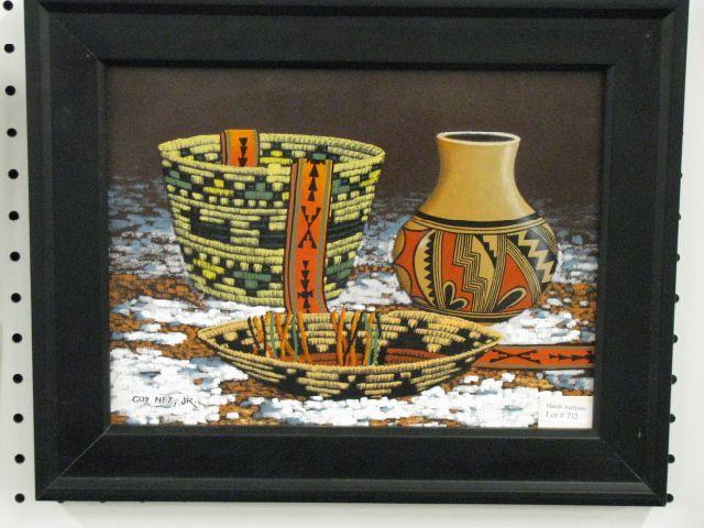 Appraisal: Guy Nesz Jr Oil on Board still life with Indian