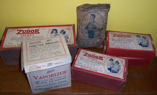 Appraisal: A Boots coal tar vaporiser boxed four 'Zudor' jackets boxed