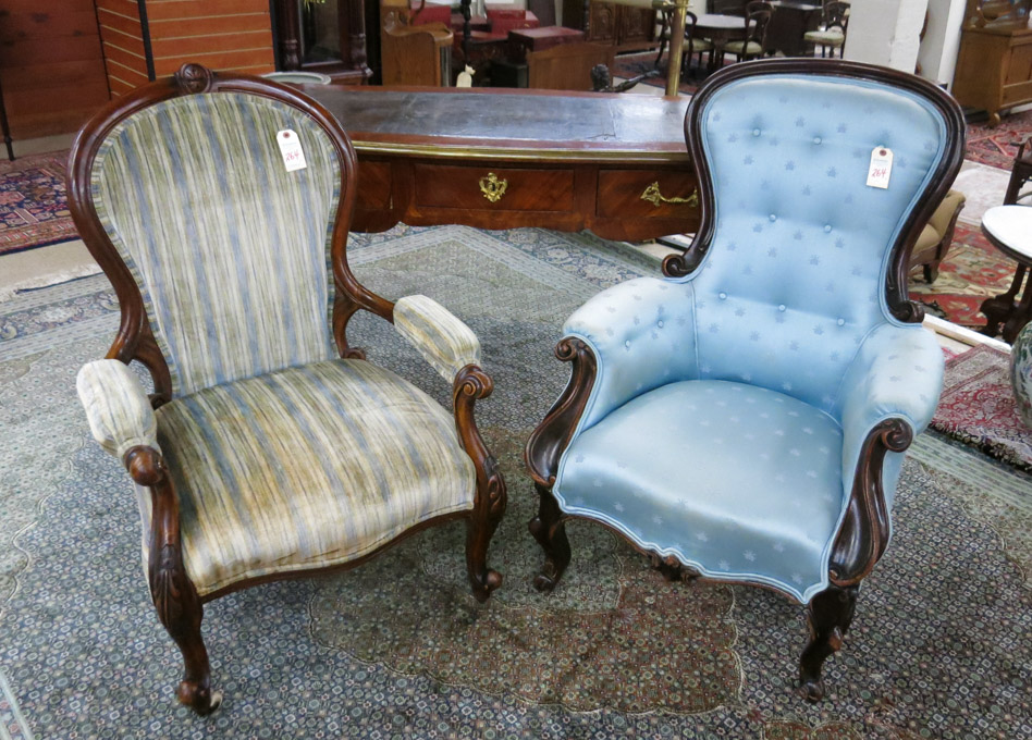 Appraisal: TWO VICTORIAN ARMCHAIRS English late th century