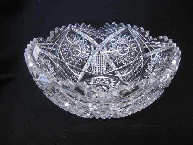 Appraisal: Cut Glass Bowl fancy starburst and crosshatching designs '' brilliant