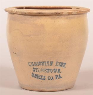 Appraisal: Christian Link Berks Co PA Stoneware Christian Link Stonetown Berks