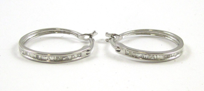 Appraisal: PAIR OF DIAMOND HOOP EARRINGS each k white gold set