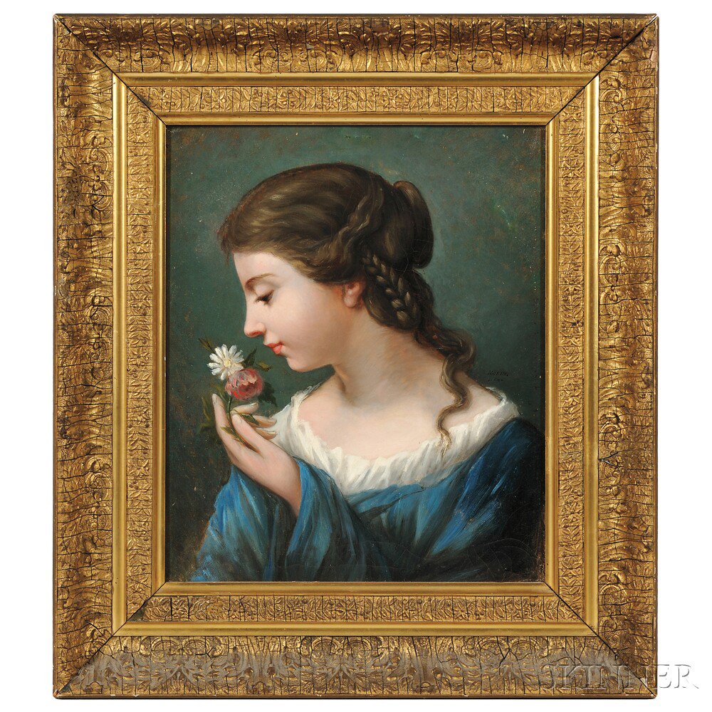 Appraisal: French School th Century Portrait of a Young Girl Signed