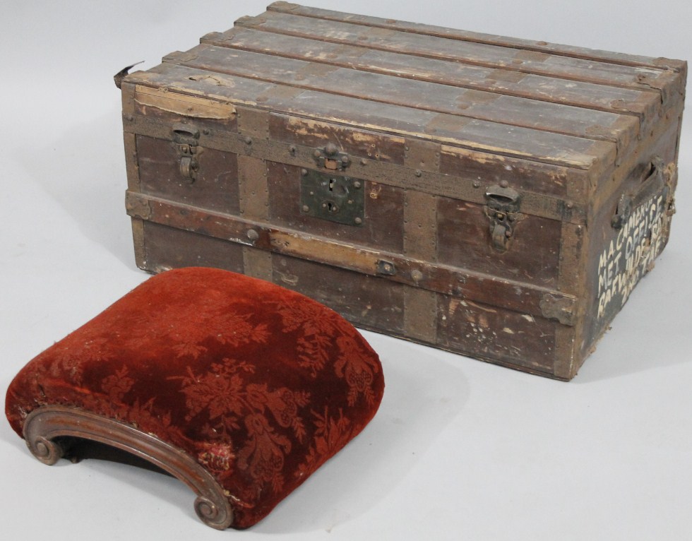 Appraisal: A Victorian mahogany framed hassock with overstuffed top in later