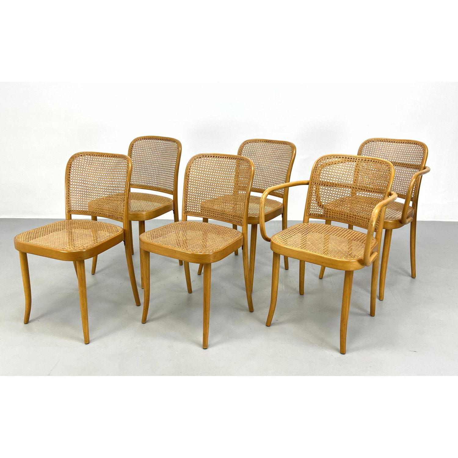 Appraisal: Set Josef Hoffmann for STENDIG Cane dining chairs Dimensions H