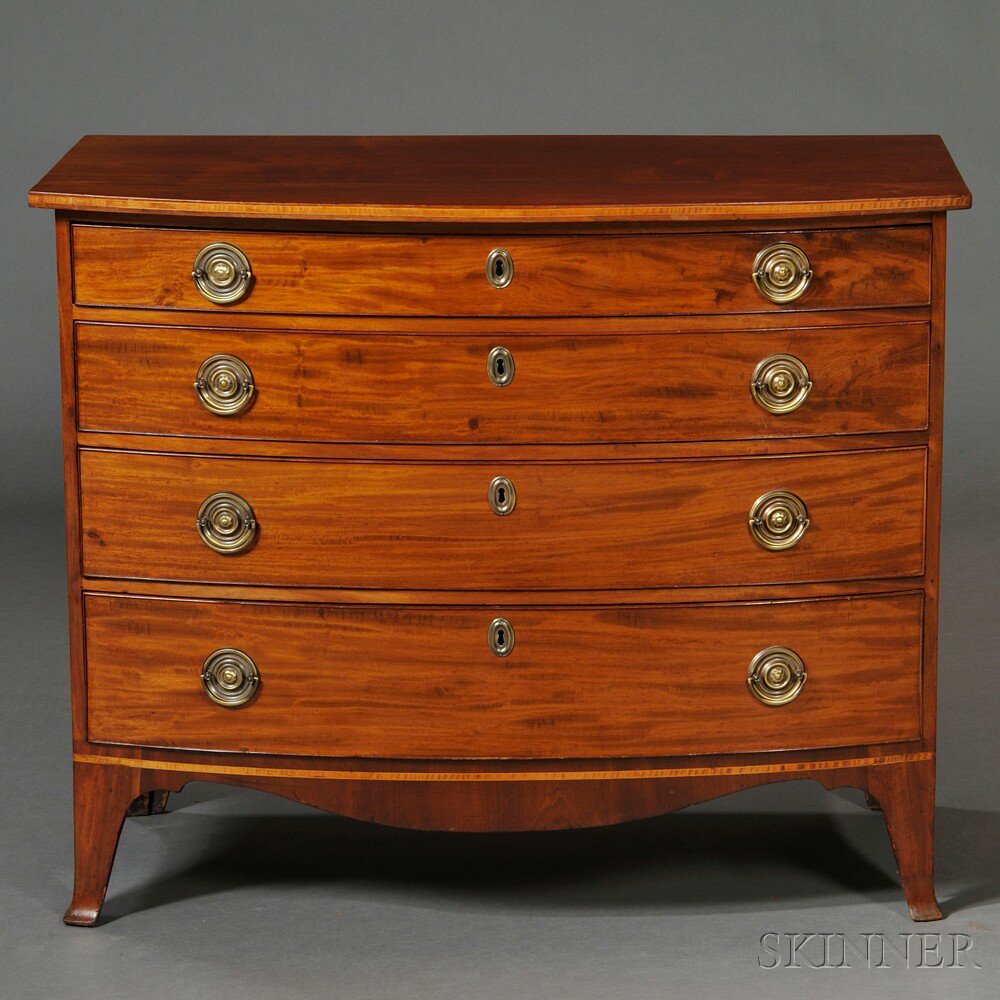 Appraisal: Federal Mahogany and Mahogany Inlaid Bowfront Chest of Drawers Boston